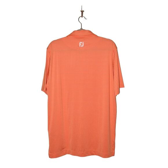 FOOTJOY $72 Short Sleeve Sweat-Wicking Polo Shirt Orange Stripe Men's Medium - Picture 2 of 4